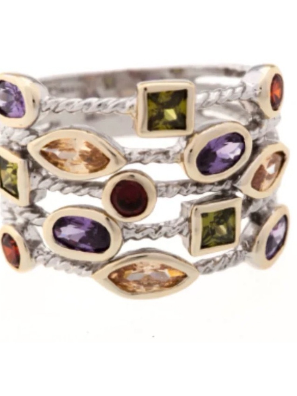 Multistone Mixed Gemstone Stackable Ring - Multicolor